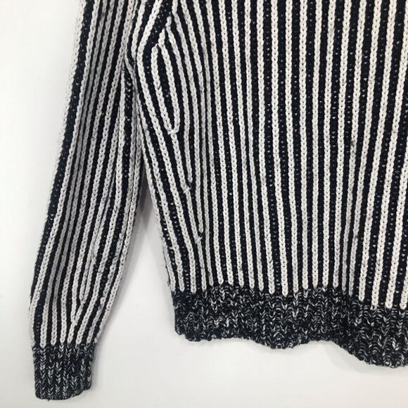 Elizabeth and James Black White Vertical Stripe Knit Crew Neck Pullover Sweater - Picture 11 of 15